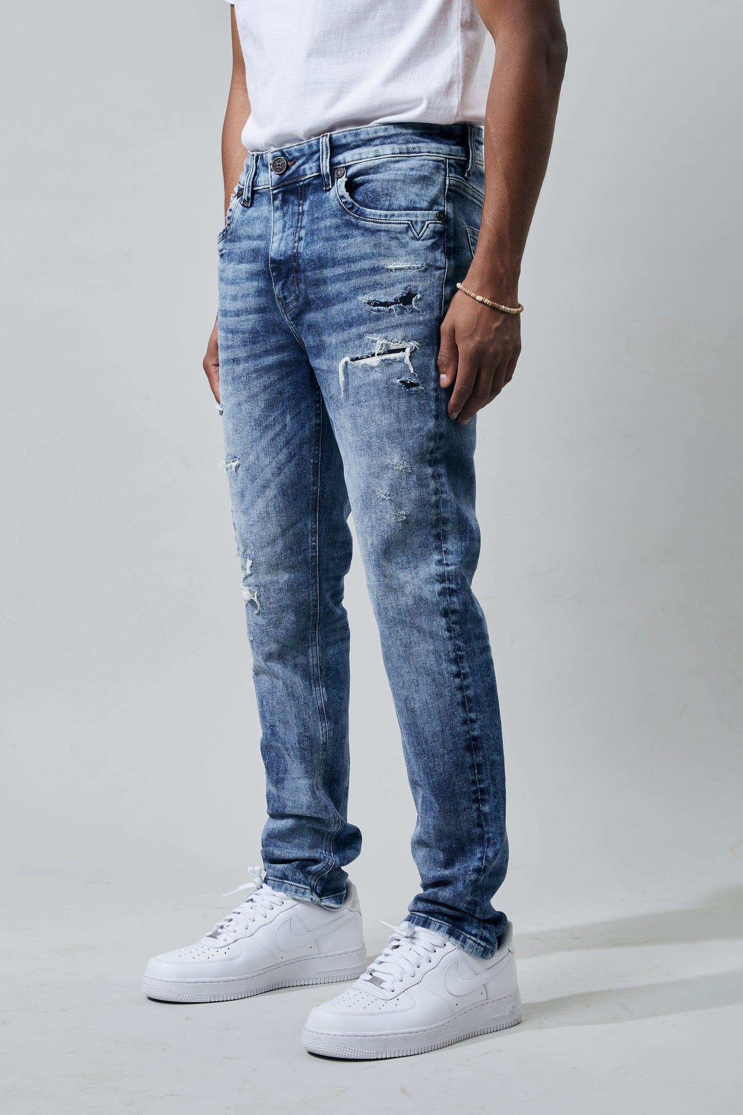 KROME Men's Skinny Fit Maverick Jeans - Tint Blue
