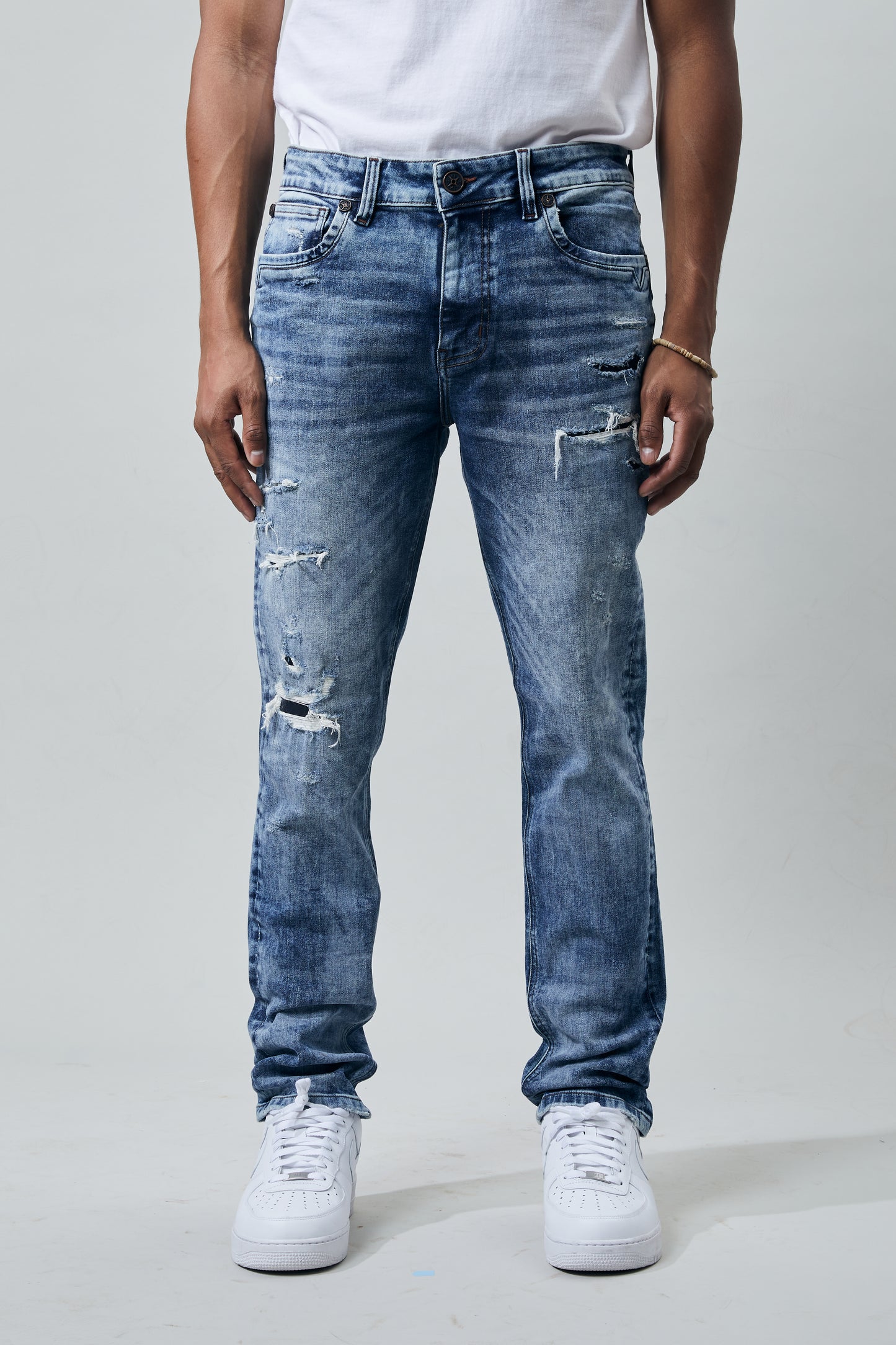 KROME Men's Skinny Fit Maverick Jeans - Tint Blue