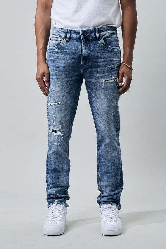 KROME Men's Skinny Fit Maverick Jeans - Tint Blue